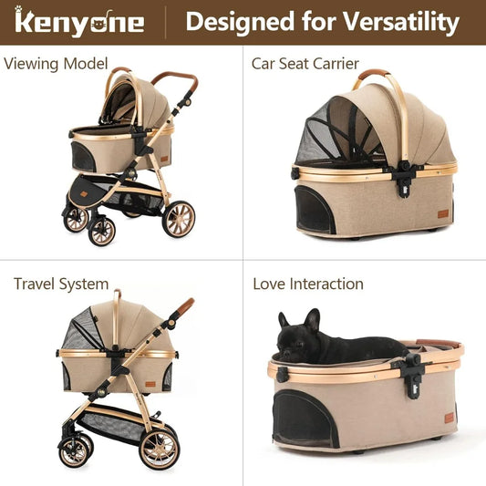 Pet Stroller with Detachable Carrier
